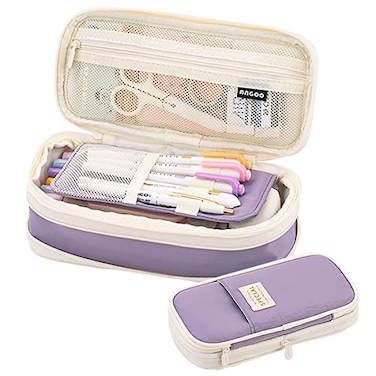 EHOPE Big Capacity Pencil Pen Case Office Large Storage High Capacity Bag Pouch Holder Box Organizerfor Office Travel Holder BoxPurple1