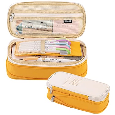 EHOPE Big Capacity Pencil Pen Case Office Large Storage High Capacity Bag Pouch Holder Box Organizerfor Office Travel Holder BoxYellow