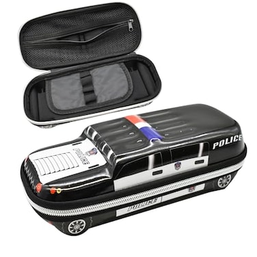 Lopenle Cool SUV Police Car Pencil Case Large Capacity Pencil Box Novelty Pencil bag Storage box Black Waterproof Made of EVA Material