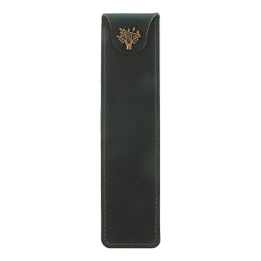 NUOBESTY Leather Fountain Pen Case Single Pen Protective Sleeve Cover with Snap Genuine Leather Pouch for Ballpoint Rollerball Pocket or Purse Organizer Dark Green