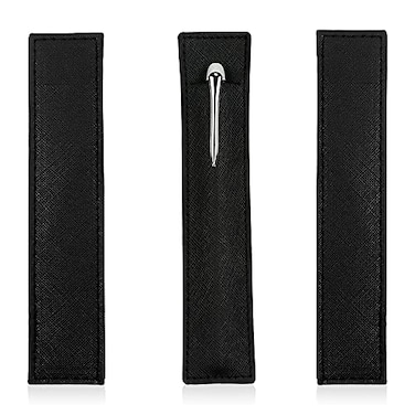 SNOMEL 3 Pack Leather Pen Pouch Sleeve Single Fountain Pen Holder Case for Stylus Touch Pen Ballpoint Pen Pencils Black