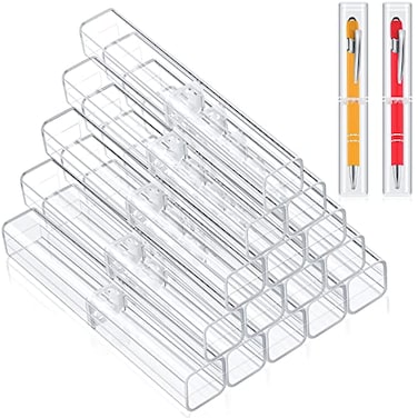 Spakon 20 Pieces Pen Gift Boxes Acrylic Plastic Pen Cases Storage Plastic Pencil Box Case Transparent Pencil Container for Student School Office Supply