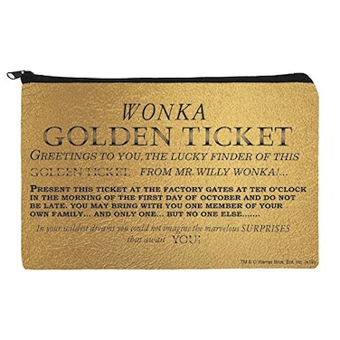 GRAPHICS & Willy Wonka and The Chocolate Factory Golden Ticket Pencil Pen Organizer Zipper Pouch Case