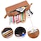 WONDERPOOL Pen Case Real Leather Pencil Pouch Markers Holder Big Capacity Bag with Side Zippered Pocket Sleeve for Stationery Makeup Utensils Organizer Light brown