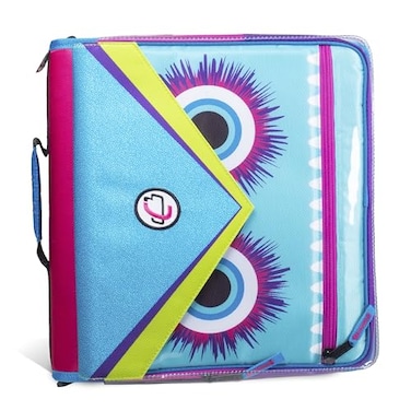 Case it The Universal Zipper Binder 2 ORings Padded Pocket Holds up to 13 Inch LaptopTablet Multiple Pockets 400 Page Capacity Comes with Shoulder Strap Monster Design Magenta LT307MEMAG