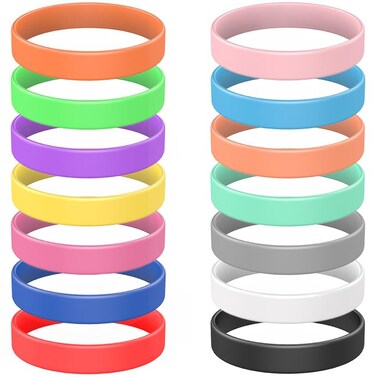 YalsFTY 14 Pcs Rubber Bracelets Silicone Bracelet Men Rubber Wristbands 14 Color Mixed