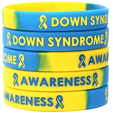 SayitBands Five 5 of Down Syndrome Silicone Wristband Bracelets