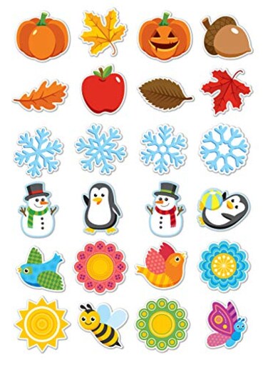 Peachy Keen Crafts 96 Pack Spring Fall Winter Bulletin Board Classroom Decorations Laminated On Both Sides