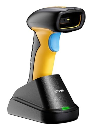 NETUM Upgraded QR Industrial Bluetooth Barcode Scanner with Charging Dock Wireless 2D 1D Bar Code Reader 2600mAh Drop Protection Shock Dust Proof Hands Free for Windows Mac Android iOS NT1200