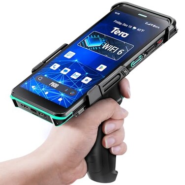 Tera Android 11 Barcode Scanner PDA with Pistol Grip WiFi 6 Ready Handheld Mobile Computer 6 Full Screen Qualcomm CPU HS7 Scan Engine IP67 Rating 464 GB QC 30 Fast Charge Inventory Scanner P600