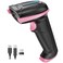 Tera Barcode Scanner Wireless Versatile 2in1 24Ghz WirelessUSB 20 Wired with Battery Level Indicator 328 Feet Transmission Distance Rechargeable 1D Laser Bar Code Reader Handheld 5100 Pink