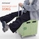 dotewe Folding Utility Cart Portable Rolling Crate Handcart Foldable Shopping Trolley Collapsible with Lid on Wheels for Grocery Garden Office Storage Teacher Tool Green