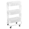 MAX Houser Slim 3Tier Rolling Utility Cart Narrow Metal Bathroom Storage Multifunctional Organizer Carts with Wheels with Extra Hook Laundry RoomKitchenSmall SpaceWhite