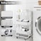 MAX Houser Slim 3Tier Rolling Utility Cart Narrow Metal Bathroom Storage Multifunctional Organizer Carts with Wheels with Extra Hook Laundry RoomKitchenSmall SpaceWhite