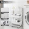MAX Houser Slim 3Tier Rolling Utility Cart Narrow Metal Bathroom Storage Multifunctional Organizer Carts with Wheels with Extra Hook Laundry RoomKitchenSmall SpaceWhite