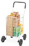 Whitmor Folding Utility Shopping Cart with Wheels Heavy Duty Metal Grocery Cart Portable Foam Handle Rolling Collapsible Trolley for Groceries Laundry Storage White