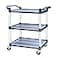 MAYNIYJK 3Tier Utility Cart With Wheels Heavy Duty Rolling Restaurant Cart 420lbs Plastic Bus Cart With Lockable Wheels and Rubber Hammer for WarehouseOfficeKitchen Grey