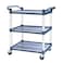 MAYNIYJK 3Tier Utility Cart With Wheels Heavy Duty Rolling Restaurant Cart 420lbs Plastic Bus Cart With Lockable Wheels and Rubber Hammer for WarehouseOfficeKitchen Grey