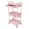 REBECAT 3 Tier Rolling Utility Cart with DrawerStorage CartRolling Cart for KitchenBathroomLiving RoomStorage Organizer with Iron WheelsPink