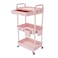 REBECAT 3 Tier Rolling Utility Cart with DrawerStorage CartRolling Cart for KitchenBathroomLiving RoomStorage Organizer with Iron WheelsPink