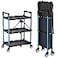 WORKPRO 3Tier Collapsible Service Cart BlackBlue 210 LBS Foldable Utility Cart with Wheels Portable Rolling Tool Cart for Garage Warehouse Home Restaurant and Office No Assembly Required