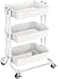 Pipishell 3 Tier Metal Rolling Utility Cart HeavyDuty Storage Rolling Cart with 2 Lockable Wheels Multifunctional Mesh Organization Utility Cart for Kitchen Dining Room Living Room White