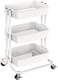 Pipishell 3 Tier Metal Rolling Utility Cart HeavyDuty Storage Rolling Cart with 2 Lockable Wheels Multifunctional Mesh Organization Utility Cart for Kitchen Dining Room Living Room White