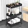 SPACELEAD 3 Tier Rolling Cart with Wheels Storage Craft Art Trolley Organizer Serving 3 Hanging Baskets Easy Assembly for Office BathroomLiving Room Kitchen Black
