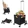 FELICON SELORSS Folding Utility Cart Portable Rolling Crate Handcart with Stair Climbing Wheels360Swivel Wheels Telescoping Handle Plastic Box Dolly for Travel Shop Move Office Teacher UseBlack