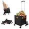 FELICON SELORSS Folding Utility Cart Portable Rolling Crate Handcart with Stair Climbing Wheels360Swivel Wheels Telescoping Handle Plastic Box Dolly for Travel Shop Move Office Teacher UseBlack