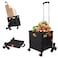 FELICON SELORSS Folding Utility Cart Portable Rolling Crate Handcart with Stair Climbing Wheels360Swivel Wheels Telescoping Handle Plastic Box Dolly for Travel Shop Move Office Teacher UseBlack