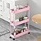 SPACELEAD Slim Storage Cart 3 TierBathroom Organizer Rolling UtilityMobile Shelving Unit Slide Out for Office Kitchen Laundry Room Narrow PlacesPink