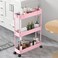SPACELEAD Slim Storage Cart 3 TierBathroom Organizer Rolling UtilityMobile Shelving Unit Slide Out for Office Kitchen Laundry Room Narrow PlacesPink
