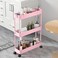 SPACELEAD Slim Storage Cart 3 TierBathroom Organizer Rolling UtilityMobile Shelving Unit Slide Out for Office Kitchen Laundry Room Narrow PlacesPink