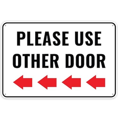 Venicor 1PC Please Use Other Door Sign Left 12 x 8 Inches Aluminum Other Entrance Sign Arrow