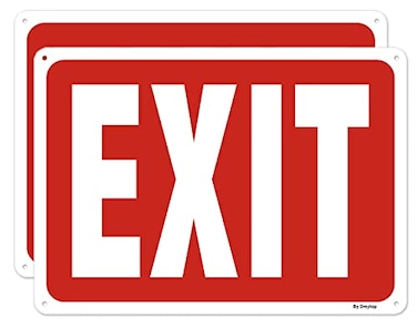 Dmytop 2 Pack Exit Sign Do Not Enter Emergency Sign Metal 14 x 10 Inches Reflective Aluminum Easy Mounting UV Protected Weather Resistant Durable Ink