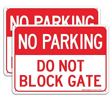 Faittoo 2 pack No Parking Do Not Block Gate Sign 10 x 7 Inches rectangle 040 Rust Free Aluminum UV Protected and Waterproof Weather Resistant Durable Ink Easy to Mount