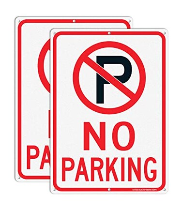 Faittoo 2 Pack No Parking Sign With Symbol Sign 14 x 10 Inches Reflective 40 Rust Free Aluminum UV Protected Weather Resistant Waterproof Durable Ink Easy To Mount