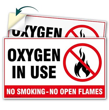 My Sign 2 Pack Oxygen in Use No Smoking No Open Flames Decal Sign 5L x 3W SelfAdhesive 4 Mil Vinyl Decal Indoor and Outdoor Use 21157H2VL2