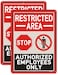 Folyming 2 Pack Restricted Area Sign Authorized Employees Only 14 x 10 Inches Stop Do Not Enter Metal Reflective Rust Aluminum Weatherproof UV Protected Easy Mounting Indoor Outdoor Use
