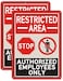 Folyming 2 Pack Restricted Area Sign Authorized Employees Only 14 x 10 Inches Stop Do Not Enter Metal Reflective Rust Aluminum Weatherproof UV Protected Easy Mounting Indoor Outdoor Use