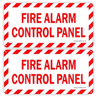 Enjoyist 2Pack Fire Alarm Control Panel Sign 12x 6 04 Aluminum Reflective Sign Rust Free AluminumUV Protected and Weatherproof