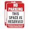 Venicor 2PC Reserved Parking Sign 14 x 10 Inches Aluminum No Parking This Space Is Reserved Metal Sign Private Parking