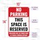 Venicor 2PC Reserved Parking Sign 14 x 10 Inches Aluminum No Parking This Space Is Reserved Metal Sign Private Parking