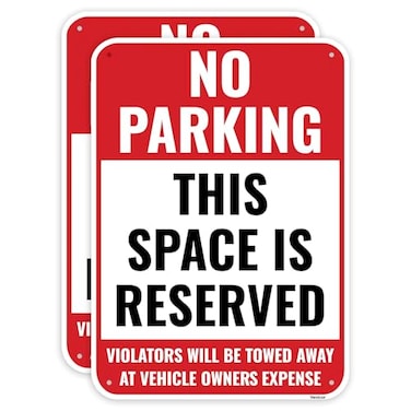 Venicor 2PC Reserved Parking Sign 14 x 10 Inches Aluminum No Parking This Space Is Reserved Metal Sign Private Parking