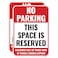 Venicor 2PC Reserved Parking Sign 14 x 10 Inches Aluminum No Parking This Space Is Reserved Metal Sign Private Parking