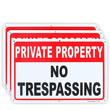 Enjoyist 3 Pack Private Property No Trespassing Sign 10x 7 04 Aluminum Reflective Sign Rust Free AluminumUV Protected and Weatherproof