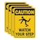 Faittoo 4 Pack Caution Watch Your Step Sign Safety Sign 10 x 7 Inches rectangle 040 Rust Free Aluminum UV Protected and Waterproof Weather Resistant Durable Ink Easy to Mount