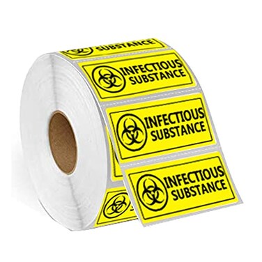 Besttile Caution Infectious Substances Warning Sign Stickers for Biohazard Specimen Bags2x1 Inch500 Pcs Per Pack