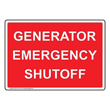ComplianceSigns com Generator Emergency Shutoff Sign 10x7 inch Plastic for Electrical Made in USA